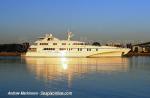 ID 4768 WHITE RABBIT - a trimaran built in Tasmania for a Singaporean client, sails from Melbourne following 5 weeks refurbishment at the Texix shipyard.